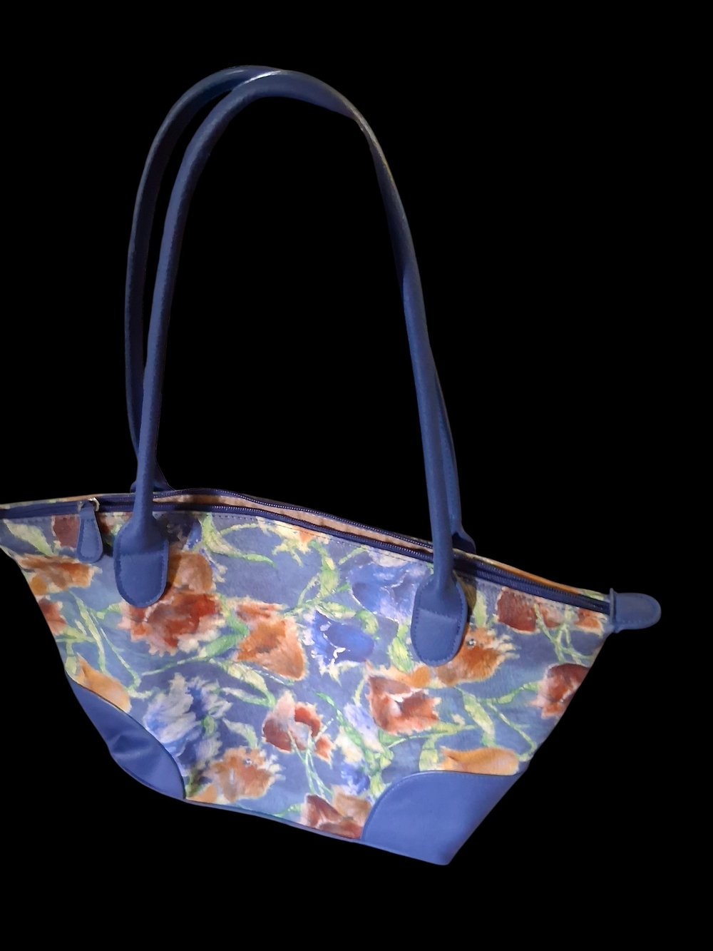 Multi Sac Blue Floral Tote Bag - Women's Shoulder Handbag